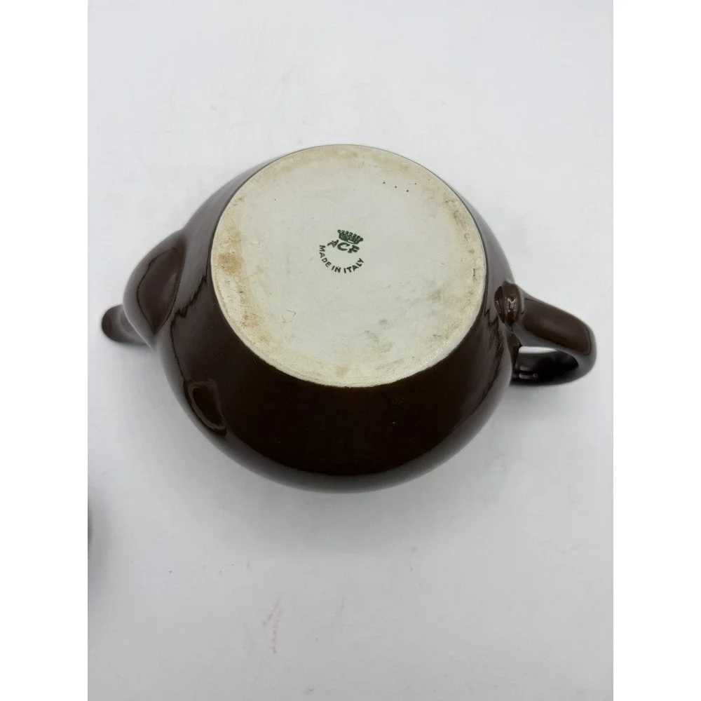 Vintage NCF Italy Brown Ceramic Teapot 5.5